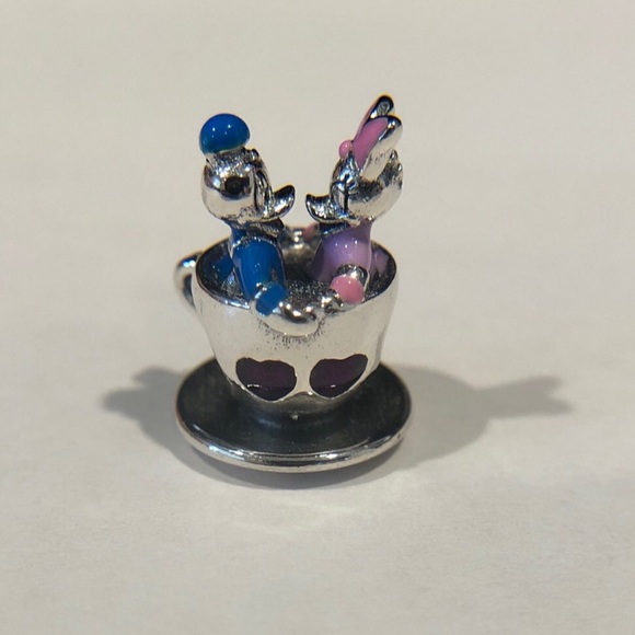 Pandora Disney Parks Donald and Daisy Duck in a Tea Cup Charm - Picture 2 of 5